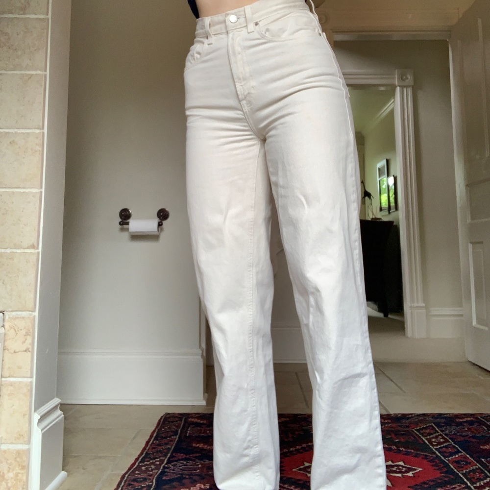 Urban Outfitters High Waisted Cream Jeans